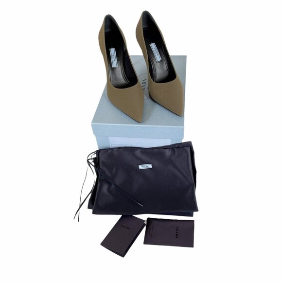 Prada Collection 1I228L Tessuto Tech Women's Green High Heel Stiletto pumps shoe - Picture 9 of 15